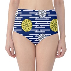 Sunflower Line Blue Yellpw High-waist Bikini Bottoms by Mariart