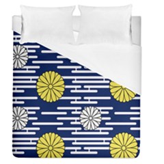 Sunflower Line Blue Yellpw Duvet Cover (queen Size) by Mariart