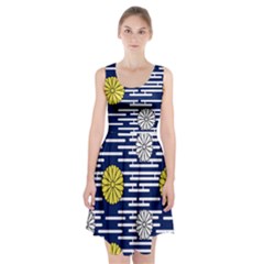 Sunflower Line Blue Yellpw Racerback Midi Dress by Mariart