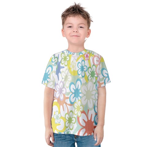 Star Flower Rainbow Sunflower Sakura Kids  Cotton Tee by Mariart