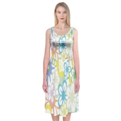 Star Flower Rainbow Sunflower Sakura Midi Sleeveless Dress by Mariart