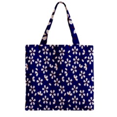 Star Flower Blue White Zipper Grocery Tote Bag by Mariart