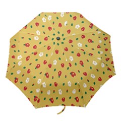 Tulip Sunflower Sakura Flower Floral Red White Leaf Green Folding Umbrellas by Mariart