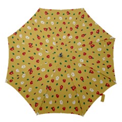 Tulip Sunflower Sakura Flower Floral Red White Leaf Green Hook Handle Umbrellas (large) by Mariart