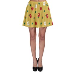 Tulip Sunflower Sakura Flower Floral Red White Leaf Green Skater Skirt by Mariart