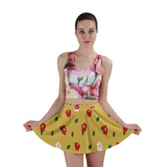 Tulip Sunflower Sakura Flower Floral Red White Leaf Green Mini Skirt by Mariart