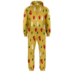 Tulip Sunflower Sakura Flower Floral Red White Leaf Green Hooded Jumpsuit (men)  by Mariart