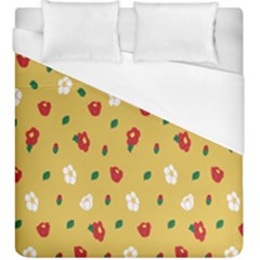 Tulip Sunflower Sakura Flower Floral Red White Leaf Green Duvet Cover (king Size) by Mariart