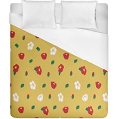 Tulip Sunflower Sakura Flower Floral Red White Leaf Green Duvet Cover (california King Size) by Mariart