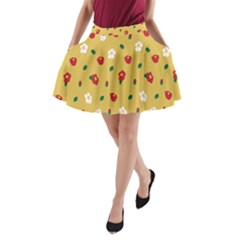 Tulip Sunflower Sakura Flower Floral Red White Leaf Green A-line Pocket Skirt by Mariart