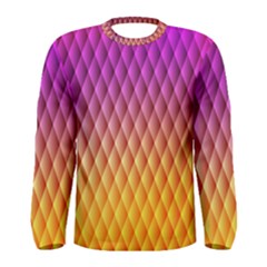 Triangle Plaid Chevron Wave Pink Purple Yellow Rainbow Men s Long Sleeve Tee by Mariart