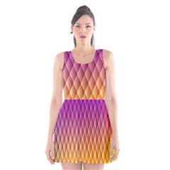 Triangle Plaid Chevron Wave Pink Purple Yellow Rainbow Scoop Neck Skater Dress by Mariart