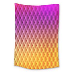 Triangle Plaid Chevron Wave Pink Purple Yellow Rainbow Large Tapestry by Mariart