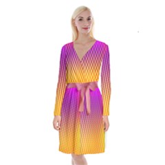 Triangle Plaid Chevron Wave Pink Purple Yellow Rainbow Long Sleeve Velvet Front Wrap Dress by Mariart