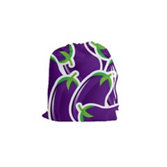 Vegetable Eggplant Purple Green Drawstring Pouches (Small) 