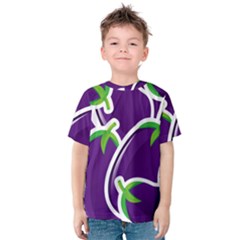 Vegetable Eggplant Purple Green Kids  Cotton Tee