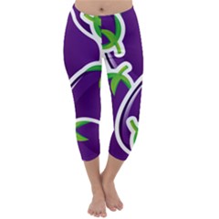 Vegetable Eggplant Purple Green Capri Winter Leggings 