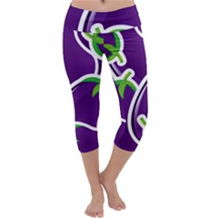 Vegetable Eggplant Purple Green Capri Yoga Leggings