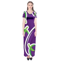 Vegetable Eggplant Purple Green Short Sleeve Maxi Dress