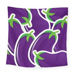 Vegetable Eggplant Purple Green Square Tapestry (Large)