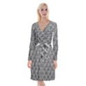 Pattern Metal Pipes Grid Long Sleeve Velvet Front Wrap Dress View1