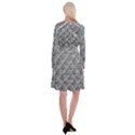 Pattern Metal Pipes Grid Long Sleeve Velvet Front Wrap Dress View2