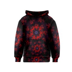 Fractal Abstract Blossom Bloom Red Kids  Pullover Hoodie