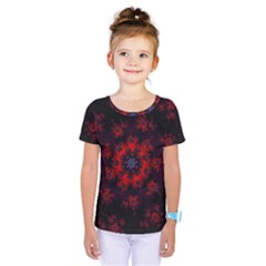 Fractal Abstract Blossom Bloom Red Kids  One Piece Tee