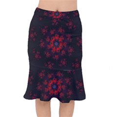 Fractal Abstract Blossom Bloom Red Mermaid Skirt by Nexatart