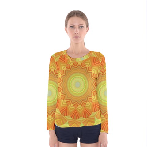 Sunshine Sunny Sun Abstract Yellow Women s Long Sleeve Tee by Nexatart