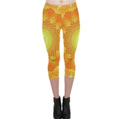 Sunshine Sunny Sun Abstract Yellow Capri Leggings  by Nexatart