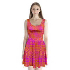 Pink Orange Bright Abstract Split Back Mini Dress  by Nexatart