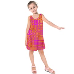 Pink Orange Bright Abstract Kids  Sleeveless Dress by Nexatart