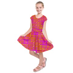 Pink Orange Bright Abstract Kids  Short Sleeve Dress by Nexatart