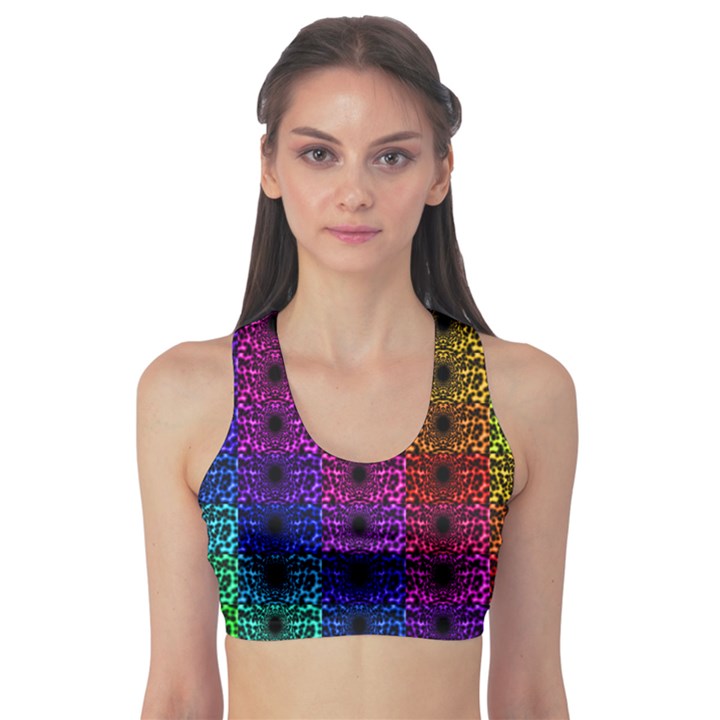 Rainbow Grid Form Abstract Sports Bra