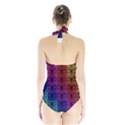 Rainbow Grid Form Abstract Halter Swimsuit View2