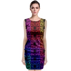 Rainbow Grid Form Abstract Sleeveless Velvet Midi Dress by Nexatart