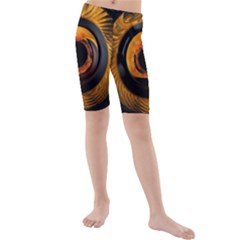 Fractal Pattern Kids  Mid Length Swim Shorts by Nexatart