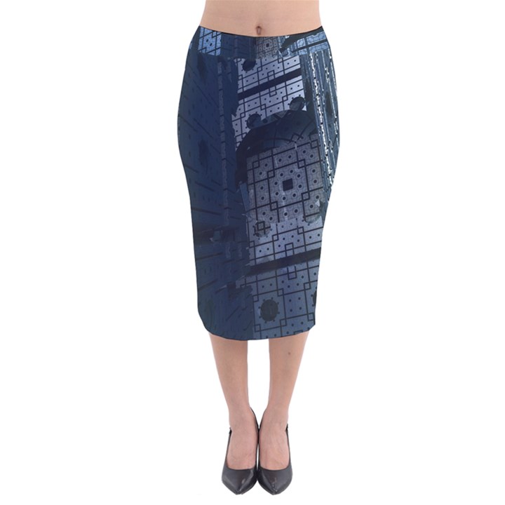 Graphic Design Background Velvet Midi Pencil Skirt