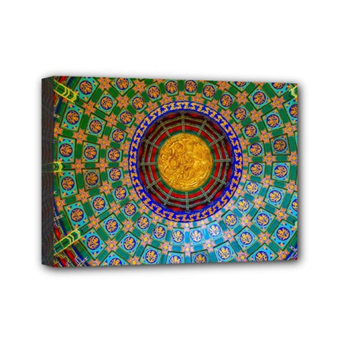 Temple Abstract Ceiling Chinese Mini Canvas 7  X 5  by Nexatart