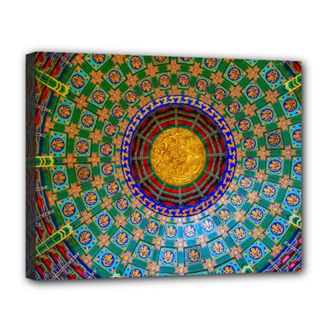 Temple Abstract Ceiling Chinese Canvas 14  X 11  by Nexatart