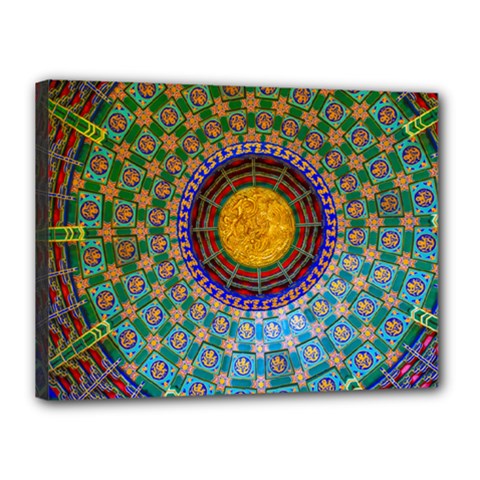 Temple Abstract Ceiling Chinese Canvas 16  X 12  by Nexatart