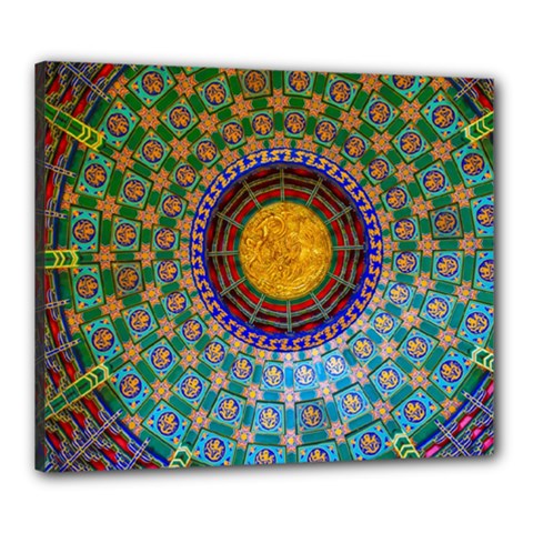 Temple Abstract Ceiling Chinese Canvas 24  X 20  by Nexatart