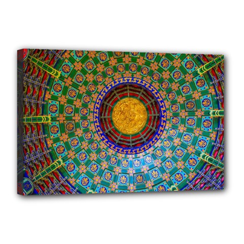 Temple Abstract Ceiling Chinese Canvas 18  X 12  by Nexatart