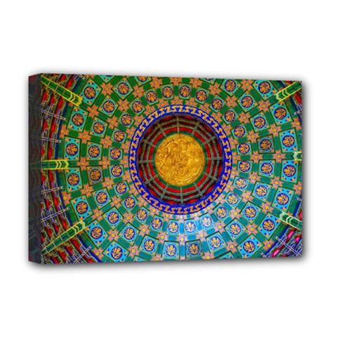 Temple Abstract Ceiling Chinese Deluxe Canvas 18  X 12   by Nexatart