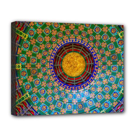 Temple Abstract Ceiling Chinese Deluxe Canvas 20  X 16   by Nexatart