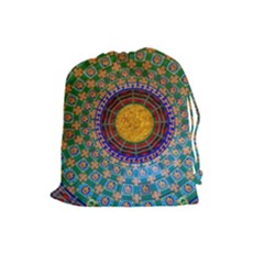 Temple Abstract Ceiling Chinese Drawstring Pouches (large)  by Nexatart