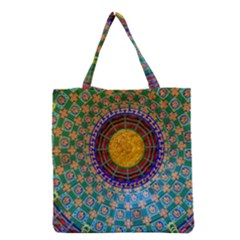 Temple Abstract Ceiling Chinese Grocery Tote Bag by Nexatart