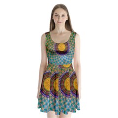 Temple Abstract Ceiling Chinese Split Back Mini Dress  by Nexatart