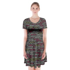 Full Frame Shot Of Abstract Pattern Short Sleeve V-neck Flare Dress by Nexatart